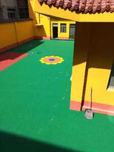 EPDM塑膠跑道，濟(jì)南幼兒園施工完成